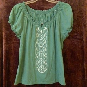 Sonoma scoop neck top, L, green